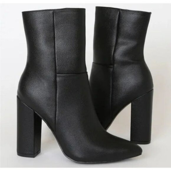 Lulu’s Pointed Toe Mid Calf Boot Black Size 5.5 EUC - Picture 1 of 8